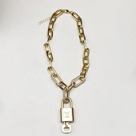 Authentic Louis Vuitton Lock & Key w/ Unbranded Gold Plated Gold Chain Necklace - Picture 8 of 8